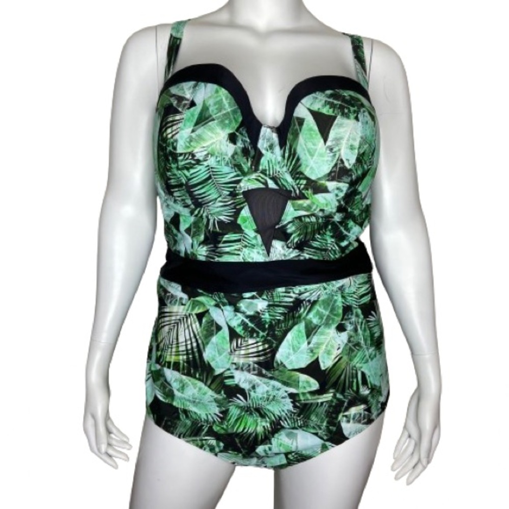 NWT Torrid Vixen One Piece Palm Print Cutout Swimsuit Size 6X 30 *READ FLAWS*